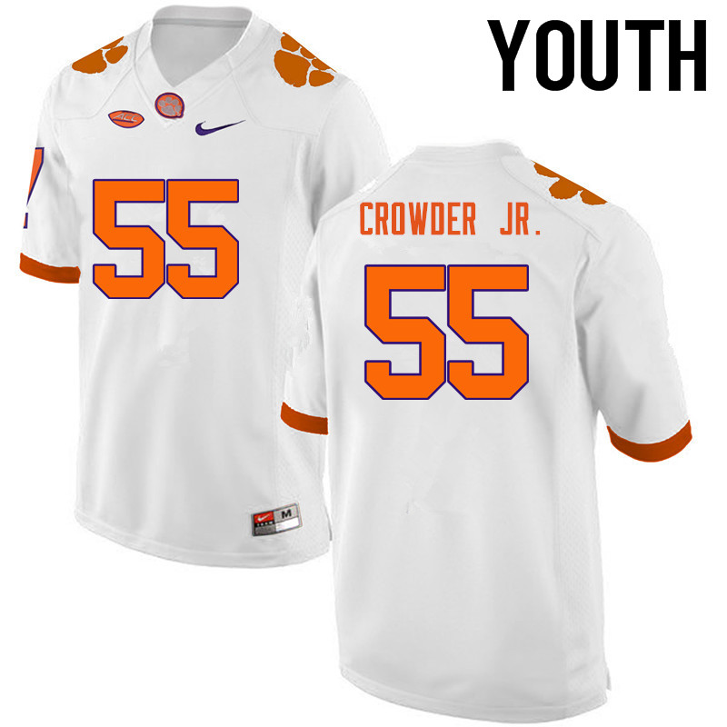 Youth Clemson Tigers #55 Tyrone Crowder Jr. College Football Jerseys-White - Click Image to Close